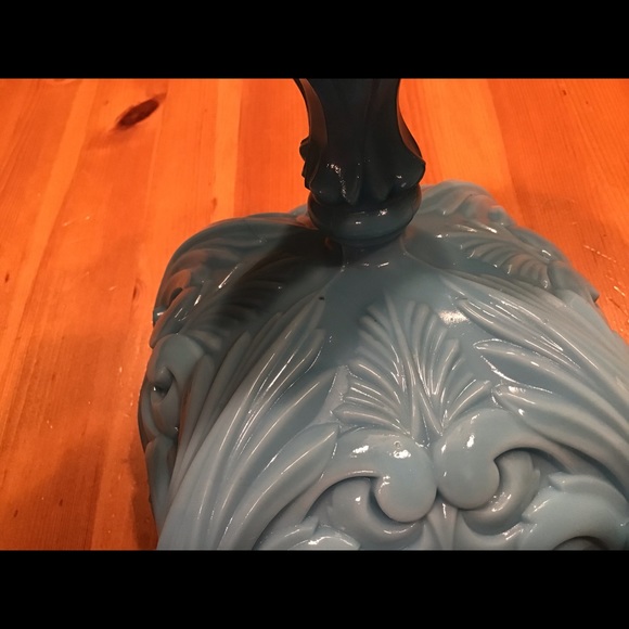 ANTIQUE FRENCH PORTIEUX VALLERYSTHAL BLUE OPALINE GLASS FOOTED COMPOTE GLOWY! - Picture 10 of 16